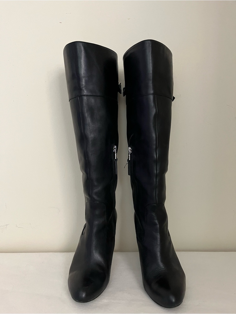 Ralph Lauren Black Leather Over-the-Knee Boots